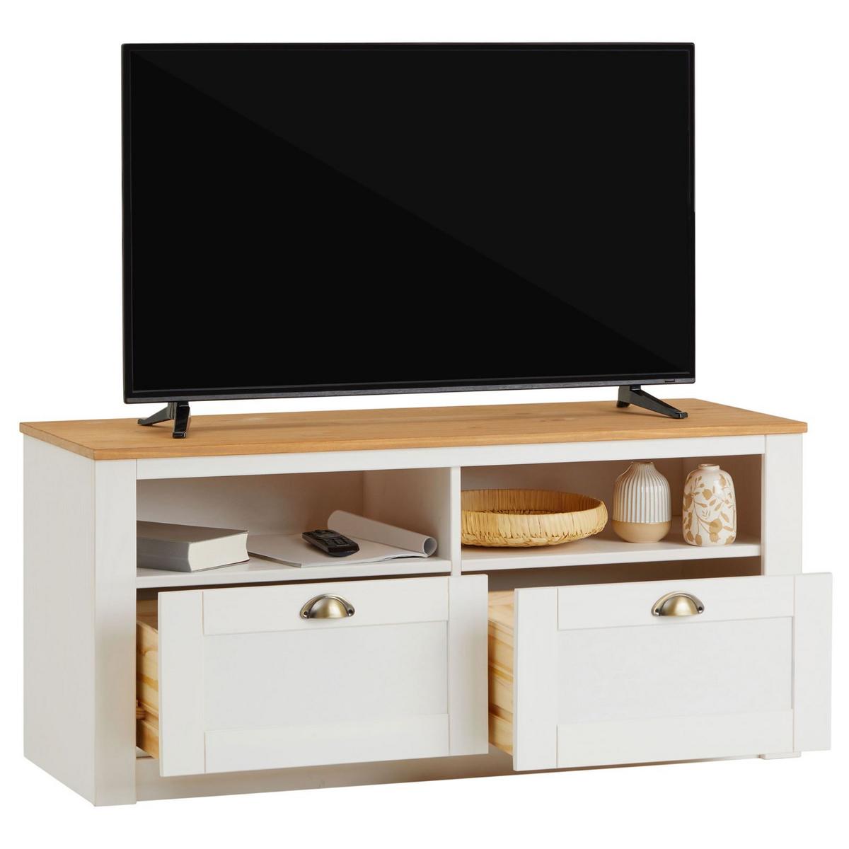 TV-LOWBOARD BOLTON weiß/braun - Weiß/Braun, Holz (110/50/40cm) - IDIMEX