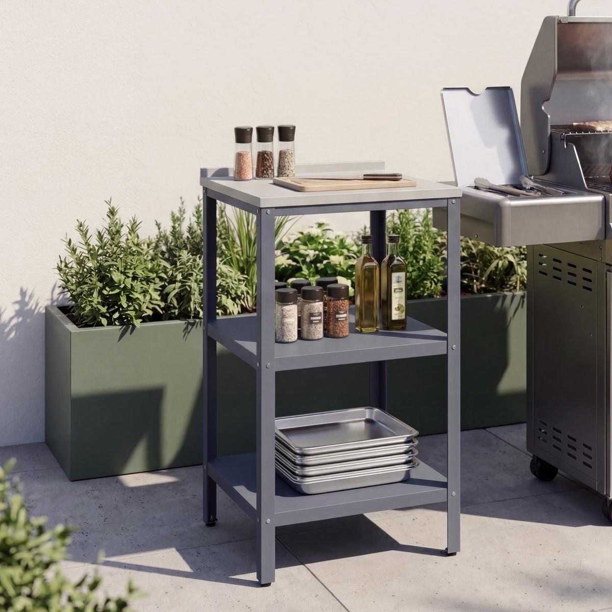 GARTENREGAL Bolognano - Dunkelgrau, Metall (50/92/50cm) - casa.pro