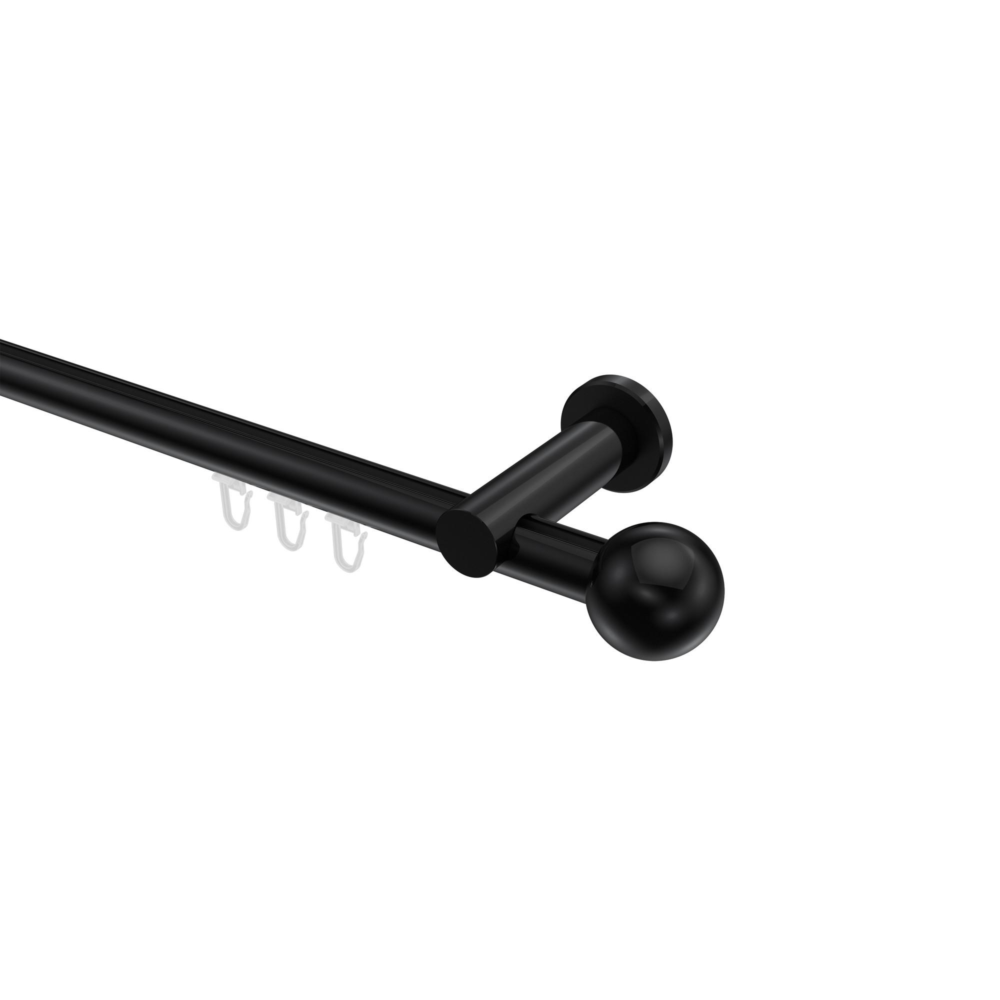 GARDINENSTANGE INNENLAUF Platon Luino 400 cm (geteilt in 2 x 200 cm), 1-läufig, 20 mm Ø Schwarz - Schwarz, Metall (400cm) - INTERDECO