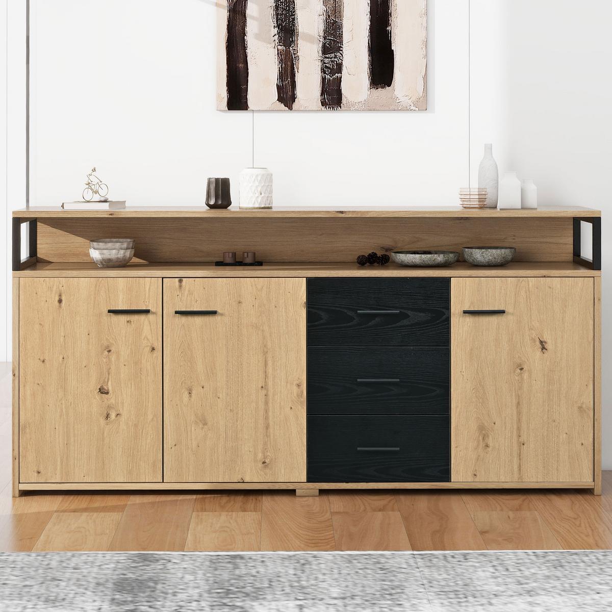 SIDEBOARD Holzeffekt 150/35/75,9 cm - Braun, Holzwerkstoff/Metall (35/76/150cm) - Urban Meuble