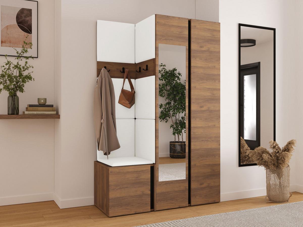 GARDEROBEN-SET Orion XXVI - Nussbaumfarben/Weiß, Holzwerkstoff/Kunststoff (116/186/46cm) - MIRJAN24