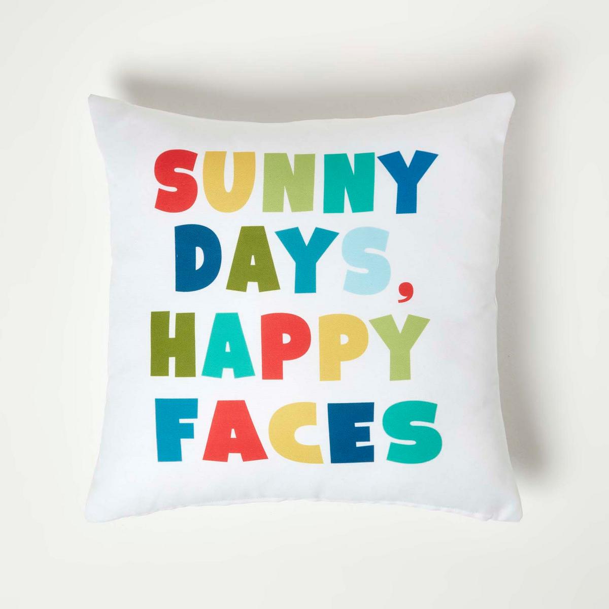 OUTDOOR-KISSEN 2er-Set 45/45 cm – Sunny Days, Happy Faces - Multicolor, Textil (45/45cm) - Homescapes