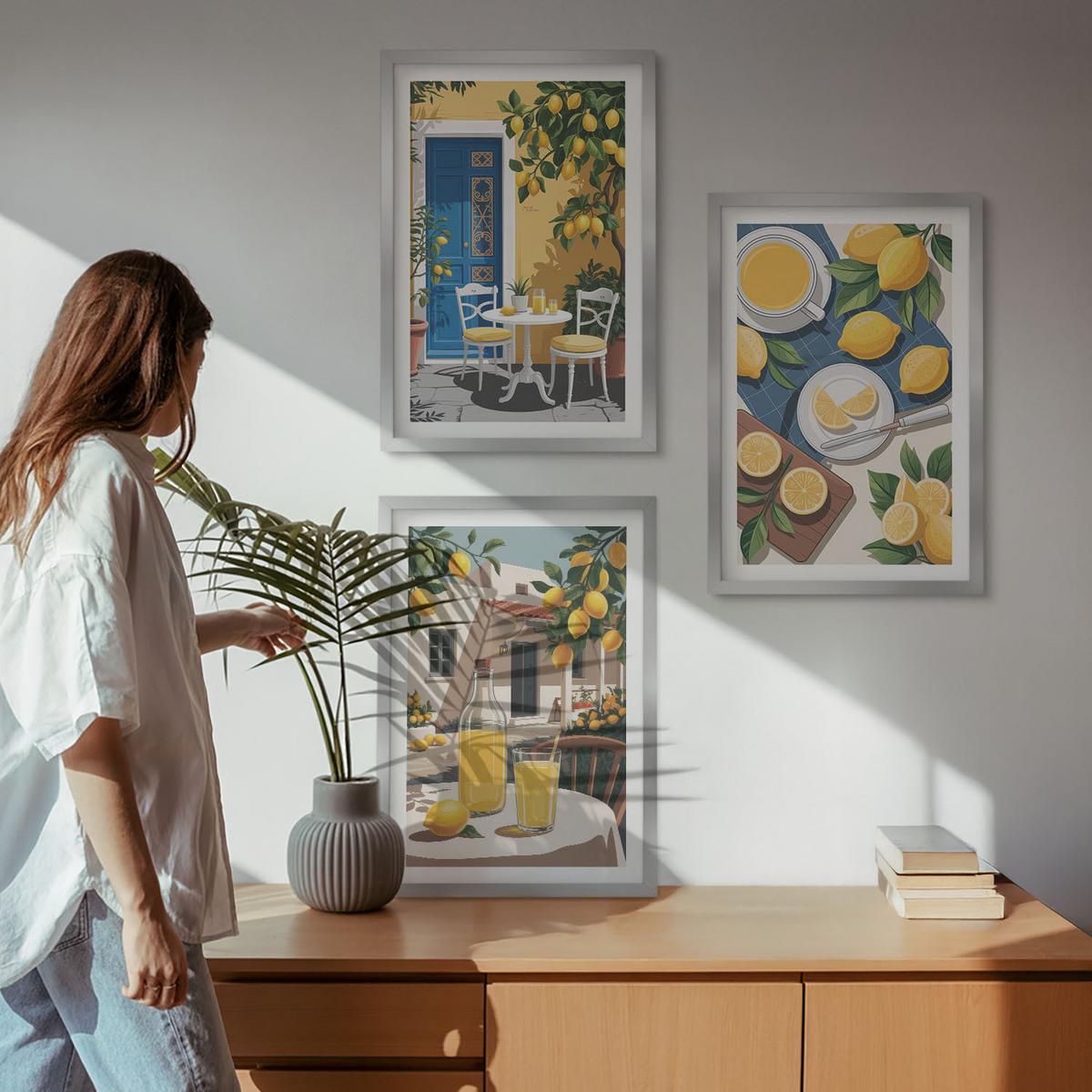BILDER SET 3er Set - 40x60 cm Silberner Rahmen - Patio Sun Limonade - Silberfarben, Kunststoff (40/60cm) - TULUP