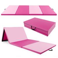 GYMNASTIKMATTE Rosenrot - Pink, Leder (300/117cm) - COSTWAY