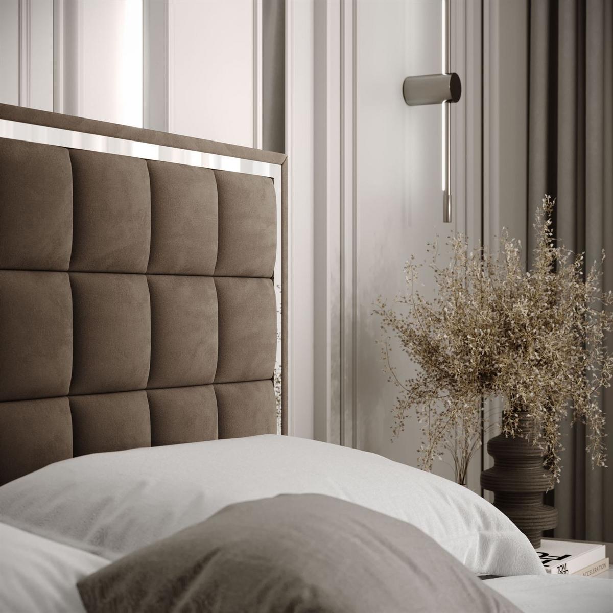 POLSTERBETT ISADORA SILVER mit Bettkasten 180x200 cm Royal Velvet 196 - Braun, Textil - Lookway