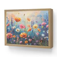 WANDLEUCHTE MIT AKKU Blumen - Natur - Aquarell - Kunst 40x30 cm - Multicolor, Holzwerkstoff (40/30/8cm) - OnlyWow