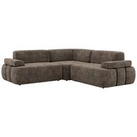 ECKSOFA MIREO L - Braun Schenille grob gewebt - Schwarz/Braun, Kunststoff/Textil (257/257cm) - MKS