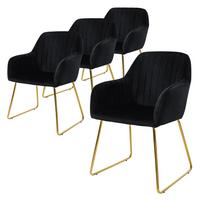 ESSZIMMERSTÜHLE 4er Set Schwarz Samt - Goldfarben/Schwarz, Textil/Metall (60/82/57cm) - ML-DESIGN