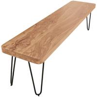 ESSZIMMERBANK BAGLI Massivholz Landhausstil, Akazie 120x40x45 cm - Schwarz/Akaziefarben, Holz/Metall (120/45/40cm) - KADIMA DESIGN