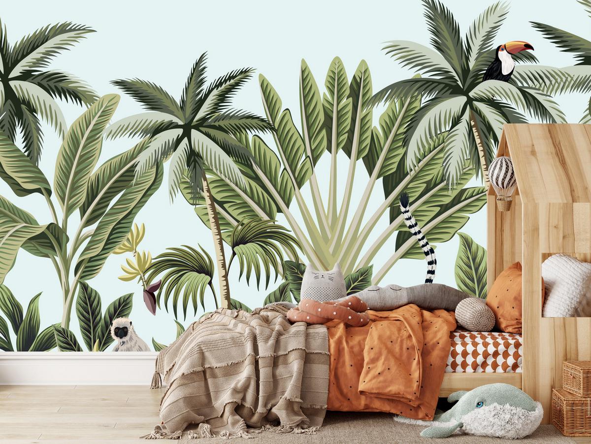 FOTOTAPETE für Schlafzimmer Exotische Tiere Dschungel Flamingo 400x280 - Schwarz/Weiß, Papier (400/280cm) - Muralo