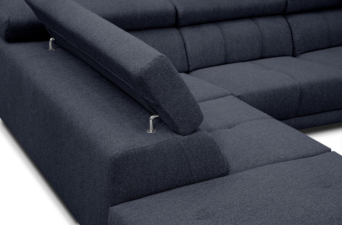 ECKSOFA MORELLO 5-Sitzer, dunkelblau - Schwarz/Dunkelblau, Holzwerkstoff/Textil (158/269cm) - Wozimo