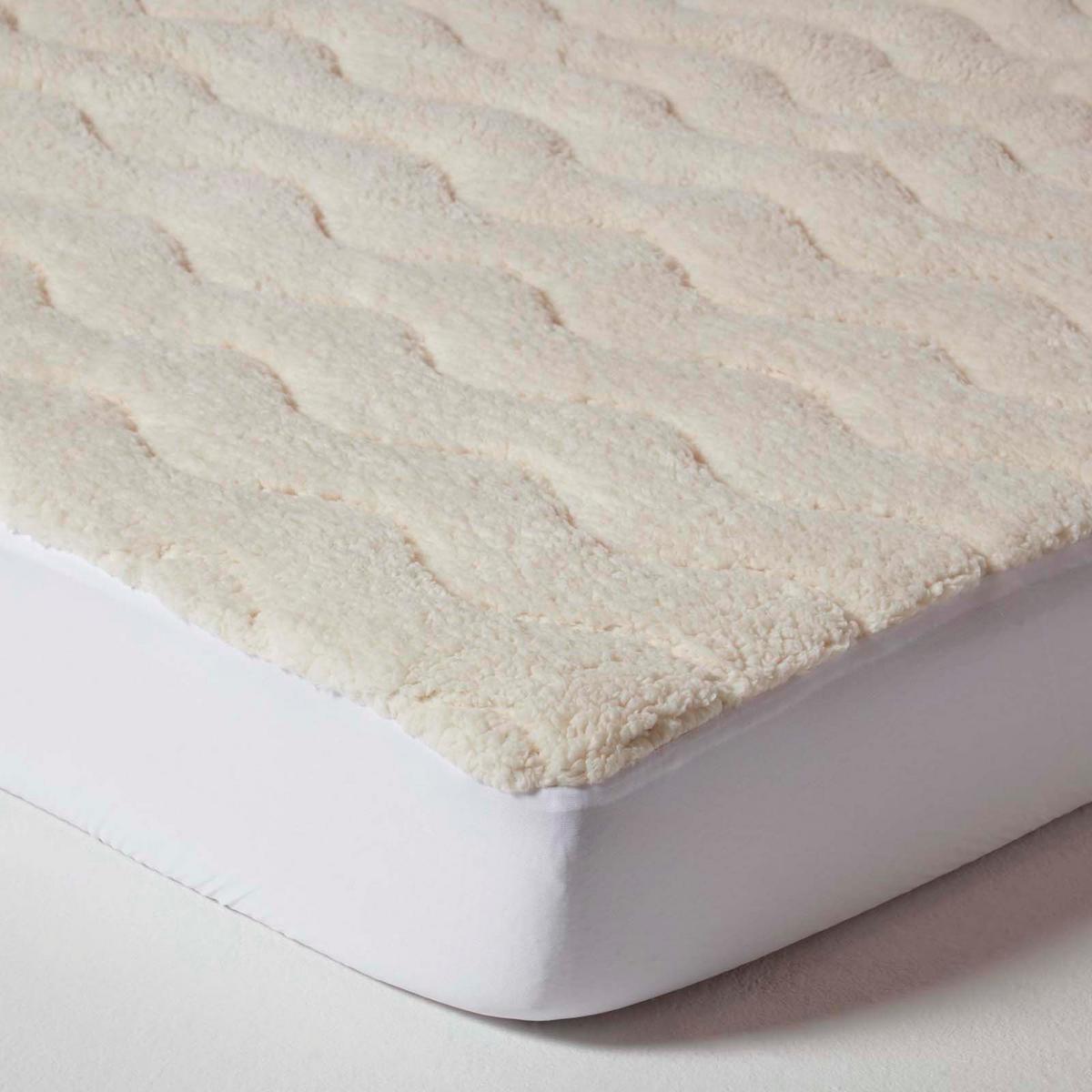 FLEECE-MATRATZENTOPPER 135/190 cm, weich & wärmend - Weiß, Textil (135/190cm) - Homescapes