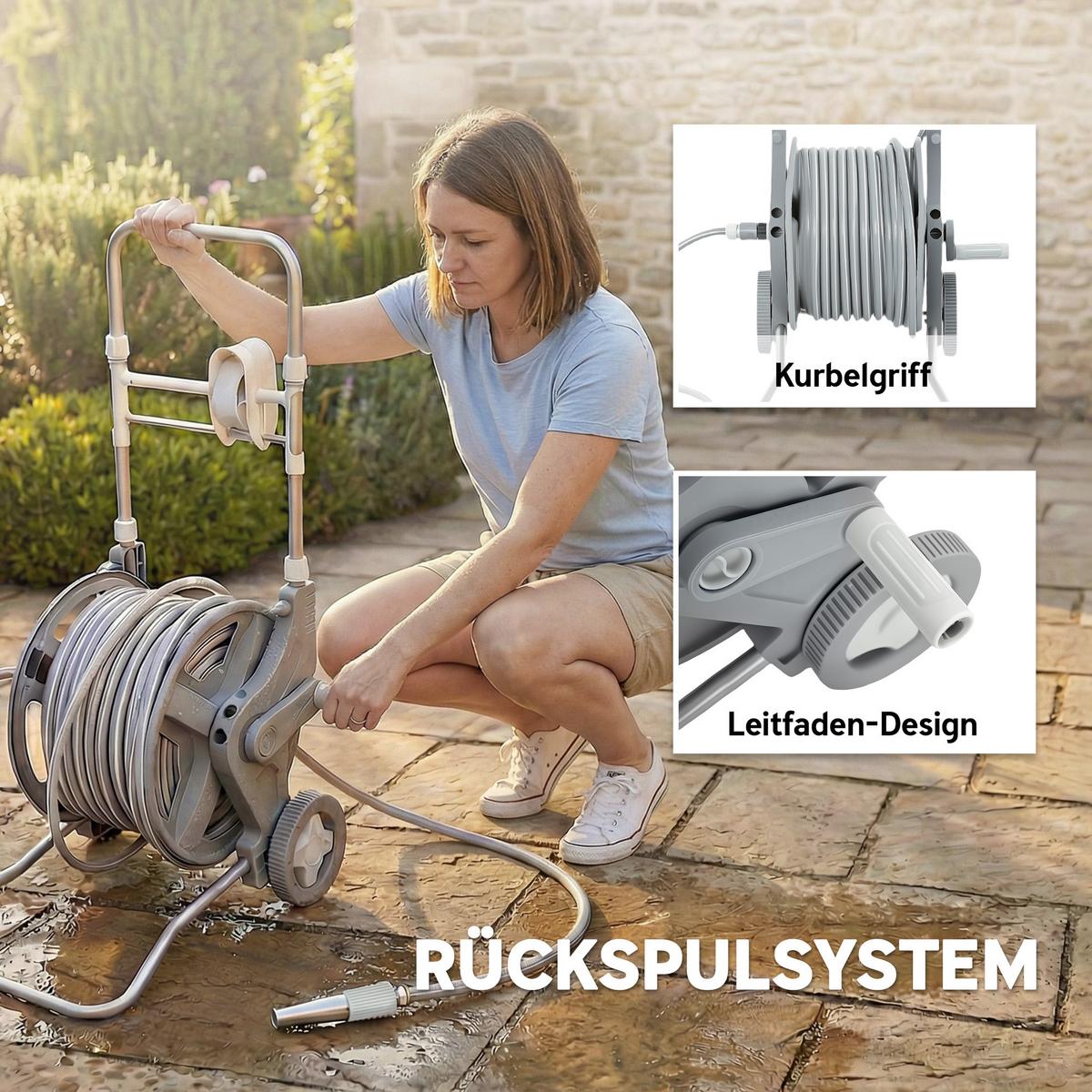 SCHLAUCHWAGEN Kunststoff Grau 45/44/78 cm - Grau, Kunststoff (44/78/45cm) - Outsunny