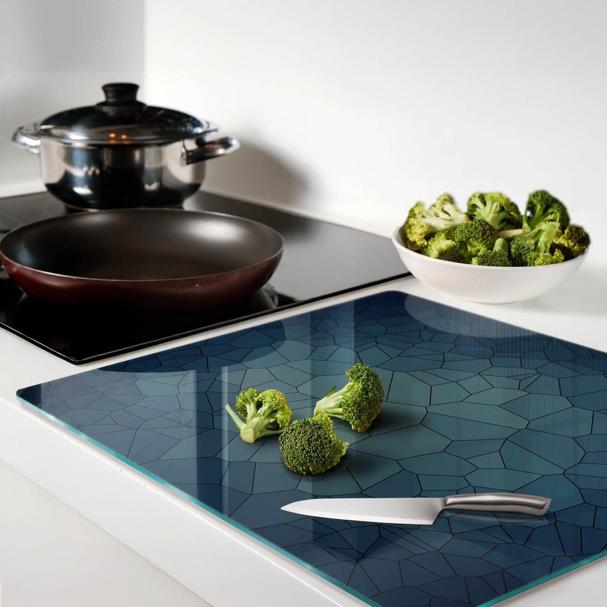 GLASPLATTE 60x52 cm Abstrakt - Blau, Glas (60/0.4/52cm) - TULUP