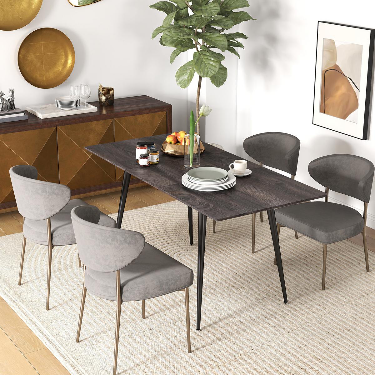 ESSTISCH MDF Stahl Grau - Schwarz/Grau, Holzwerkstoff/Metall (160/75/77cm) - HOMCOM