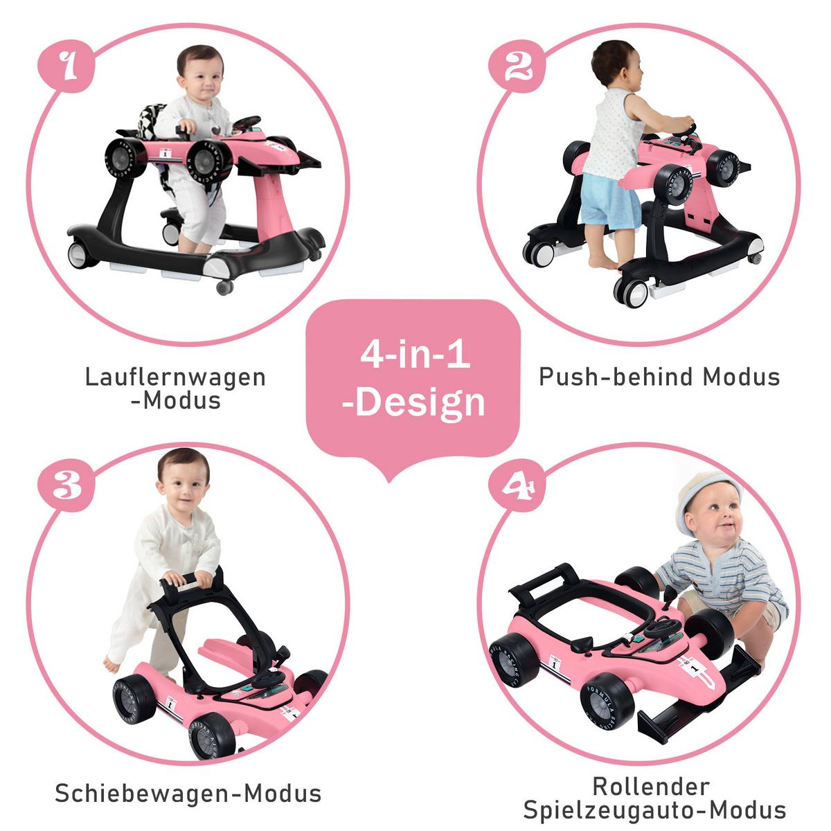 LAUFLERNWAGEN Pink - Pink, Kunststoff (73/56/64cm) - COSTWAY