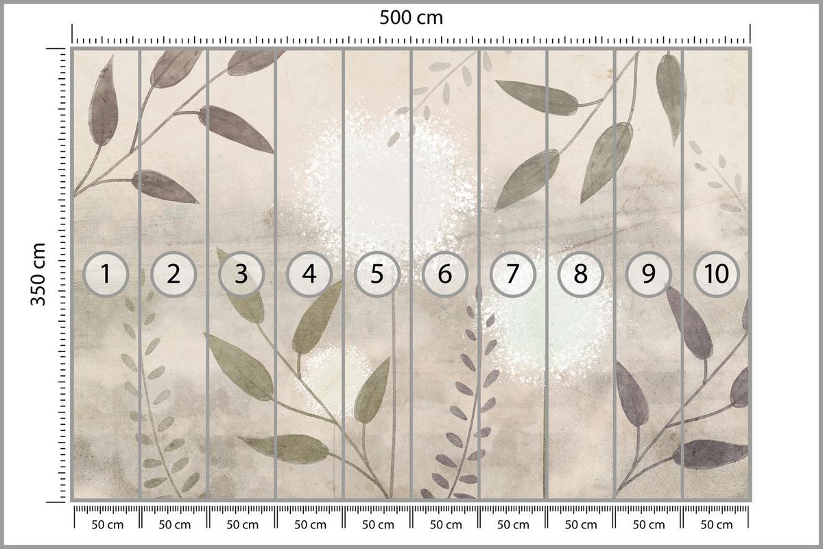 FOTOTAPETE Löwenzahn Blätter Retro 500x350 - Beige/Braun, Papier (500/350cm) - Muralo