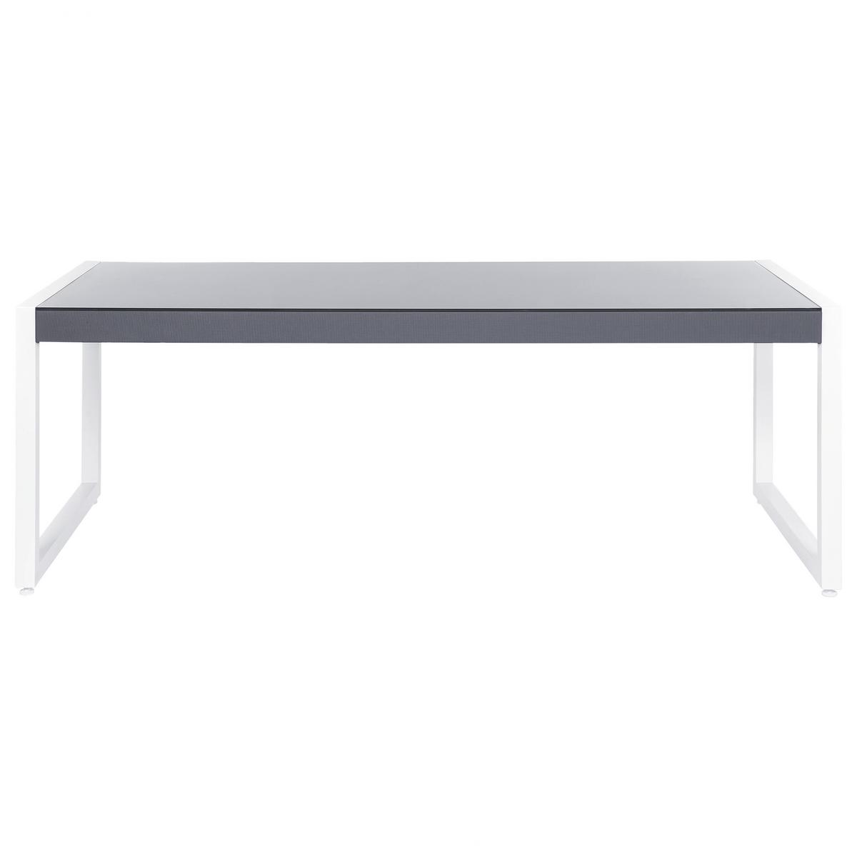 GARTENTISCH Aluminium grau/weiß 210/90 cm Bacoli - Weiß/Grau, Metall (210/90/74cm) - Beliani