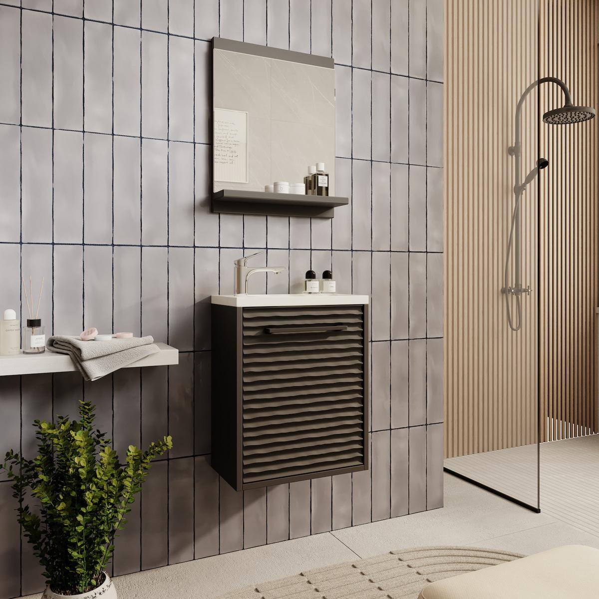 GÄSTE-WC-MÖBELSET Etna 2 Teile Schwarz Matt - 40 x 22 x 52 cm - Schwarz, Holz (40/52/22cm) - Badplaats