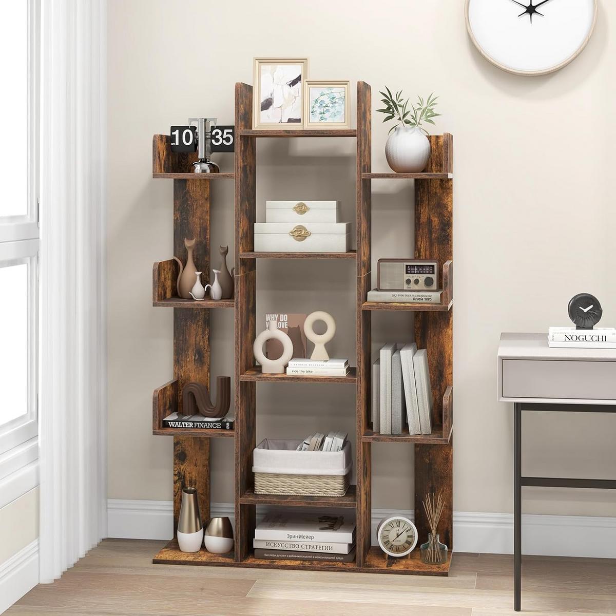 BUCHERREGAL Braun - Braun, Holz (86/141/25cm) - COSTWAY