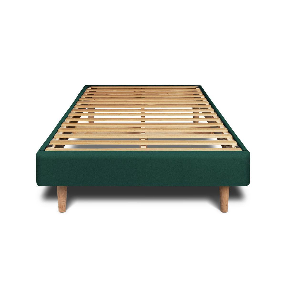 LATTENROST – Samtstoff – Bausatz zur Selbstmontage - 90x200 cm - Beige/Grün, Karton/Holz (90/200cm) - Sommeil de Plomb