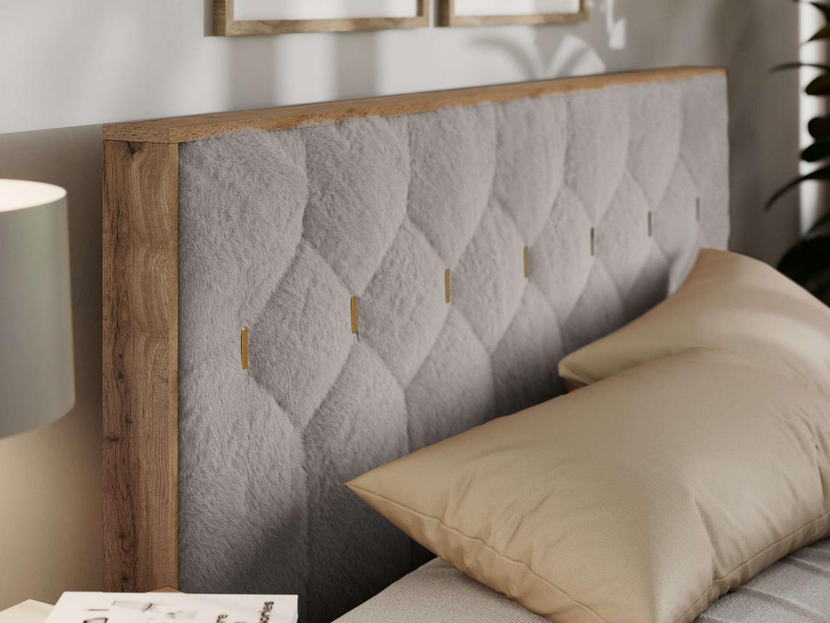 POLSTERBETT LARINO CLASSIC 200/200 - Hellgrau Plüsch - ohne Matratze - Hellgrau, Textil (200/200cm) - MKS