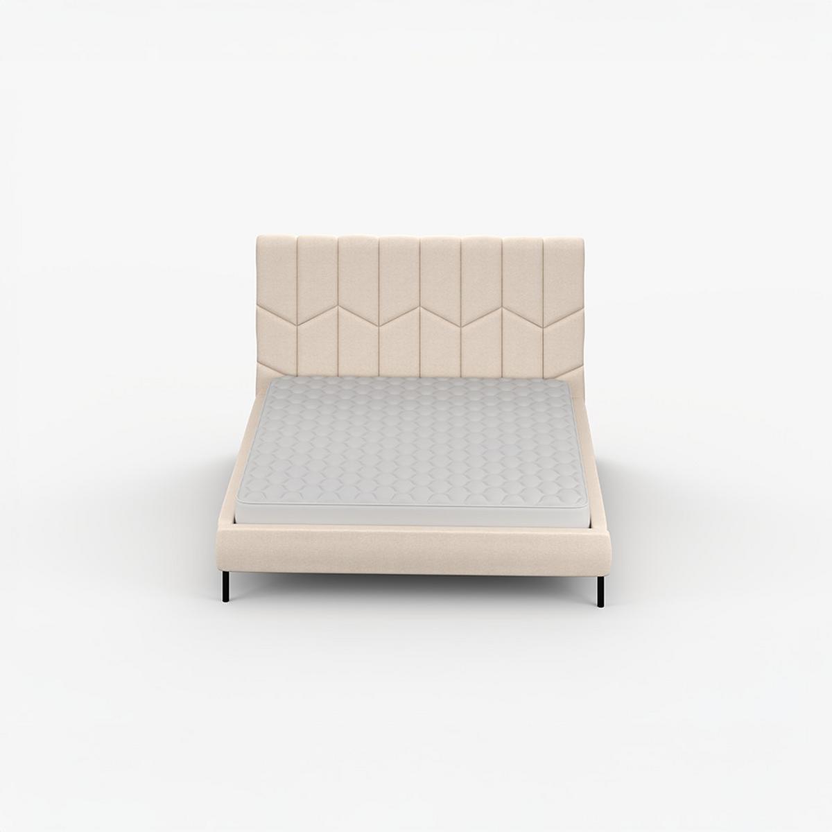 POLSTERBETT KRIS, Lattenrost, ohne Bettkasten, gepolsterte Kopfstütze 160/200 in Creme - Creme/Schwarz, Holz/Textil (160/200cm) - imoebel24