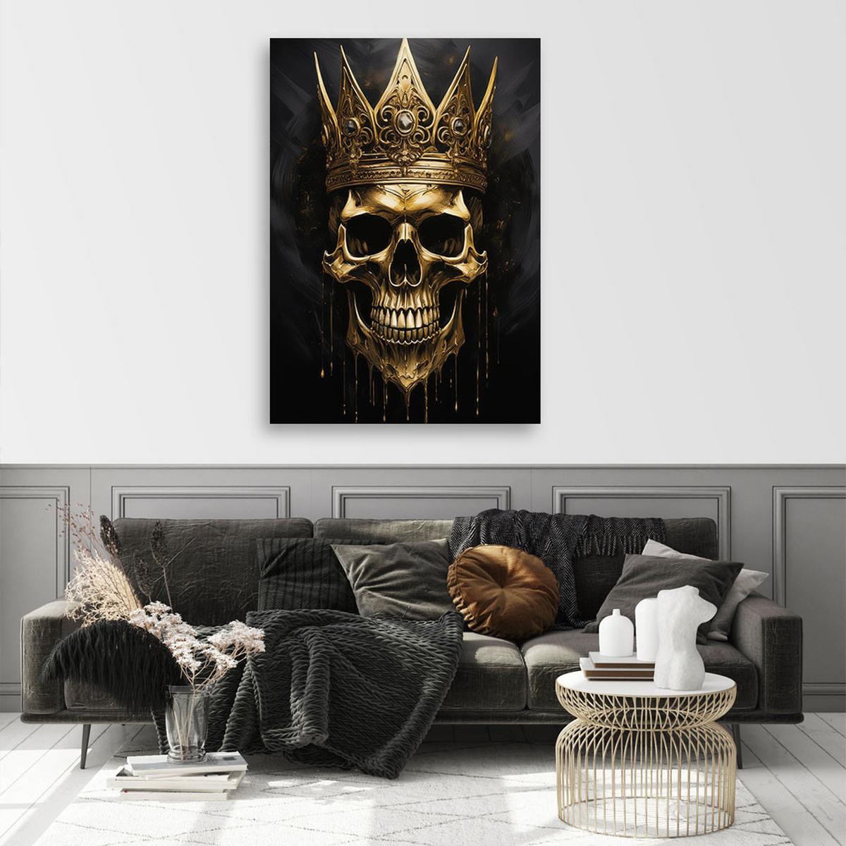 WANDBILD goldschädel mit glamourkrone - Goldfarben, Textil (40/60cm) - Feeby