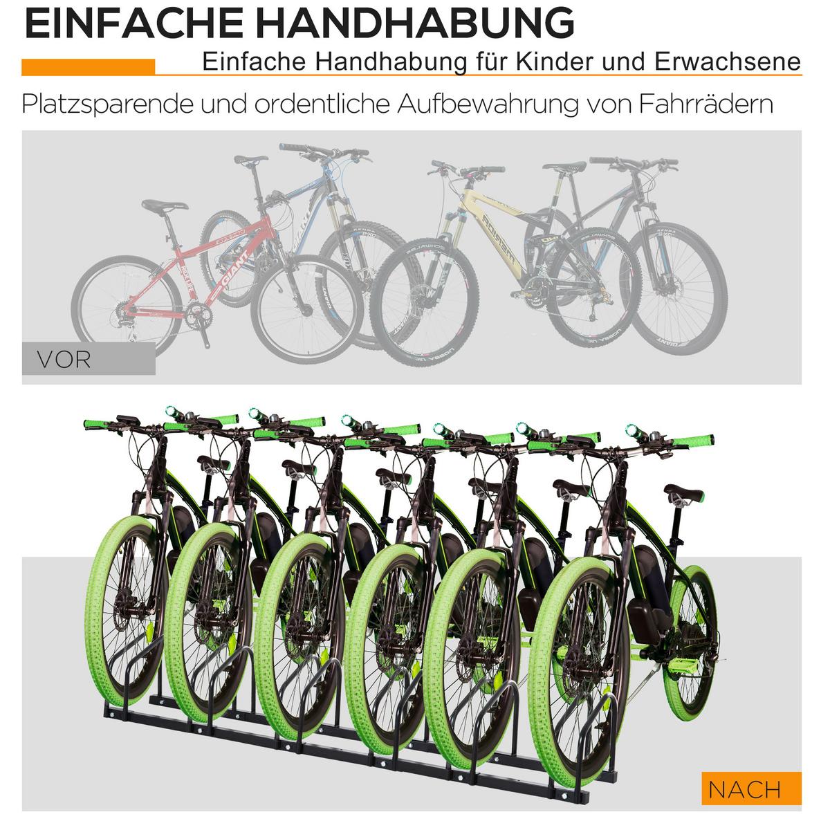 FAHRRADSTÄNDER Aufstellständer Radständer Mehrfach Bike bis 6 Fahrräder Stahl - Schwarz, Metall (33/27/179cm) - HOMCOM