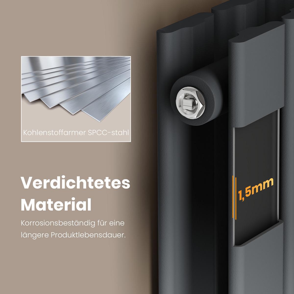 HEIZKÖRPER Flachheizkörper Anthrazit 63/100/6,6 cm - Anthrazit, Metall (100/63/6.6cm) - EMKE
