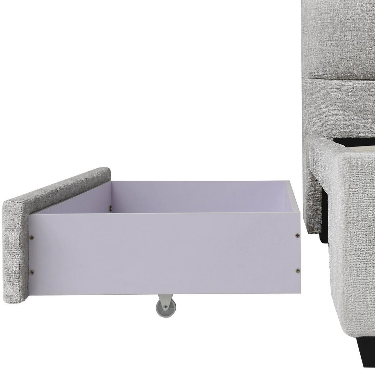POLSTERBETT Aurea Doppelbett 160x200 cm mit Schublade, ohne Matratze, Chenille-Stoff, Beige - Beige/Schwarz, Textil (160/200cm) - Beautysofa