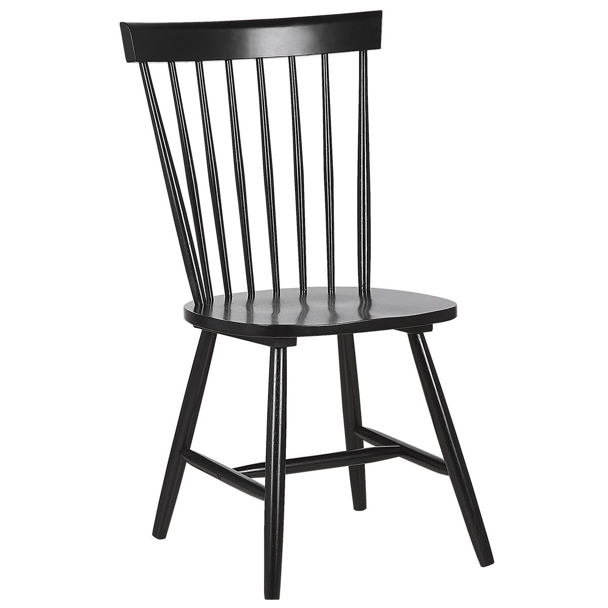 ESSZIMMERSTUHL 2er-Set Gummibaumholz Schwarz Burges - Schwarz, Holz (51/92/43cm) - Beliani
