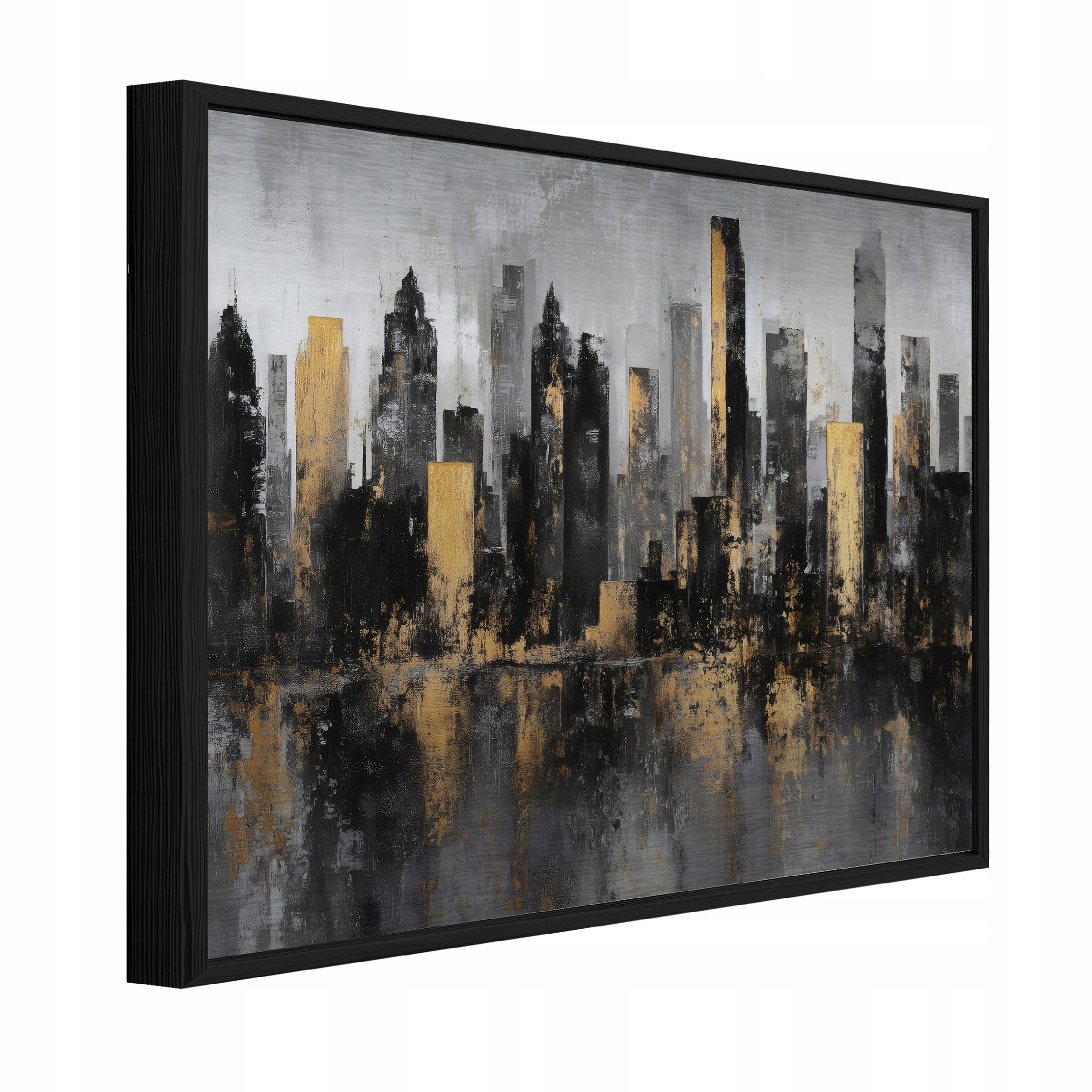 BILDER mit Rahmen Stadt Abstraktion Schwarz 120x80 cm - Multicolor, Metall (120/80cm) - Wallarena