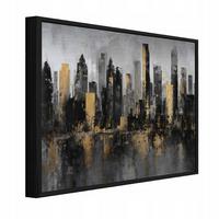 BILDER mit Rahmen Stadt Abstraktion Schwarz 120x80 cm - Multicolor, Metall (120/80cm) - Wallarena