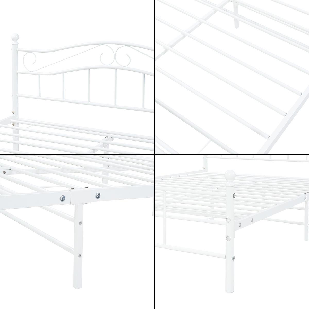 METALLBETT Florenz - Weiß, Metall (140/200cm) - [en.casa]