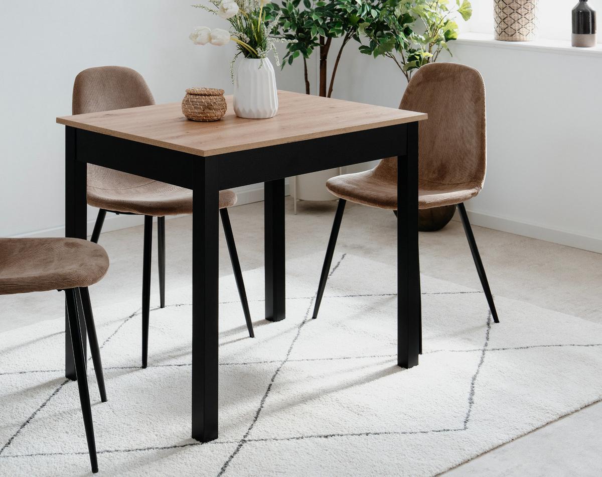 ESSTISCH Eiche Artisan, schwarz 90 x 67 cm, Küchentisch in modernem Design - Schwarz/Eiche Artisan, Holzwerkstoff/Kunststoff (67/90/76cm) - Furn.Design