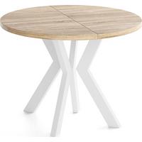 ESSTISCH Savio Weiß rund ausziehbar verlängerbar, Eiche Sonoma Hellbraun 80-130/80/77 cm - Weiß/Sonoma Eiche, Holz/Holzwerkstoff (80/130/77cm) - WFL GROUP