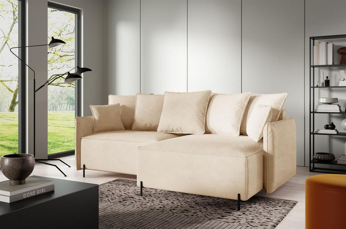 ECKSOFA Betto - Beige, Holzwerkstoff/Textil (221/148cm) - Fun Möbel