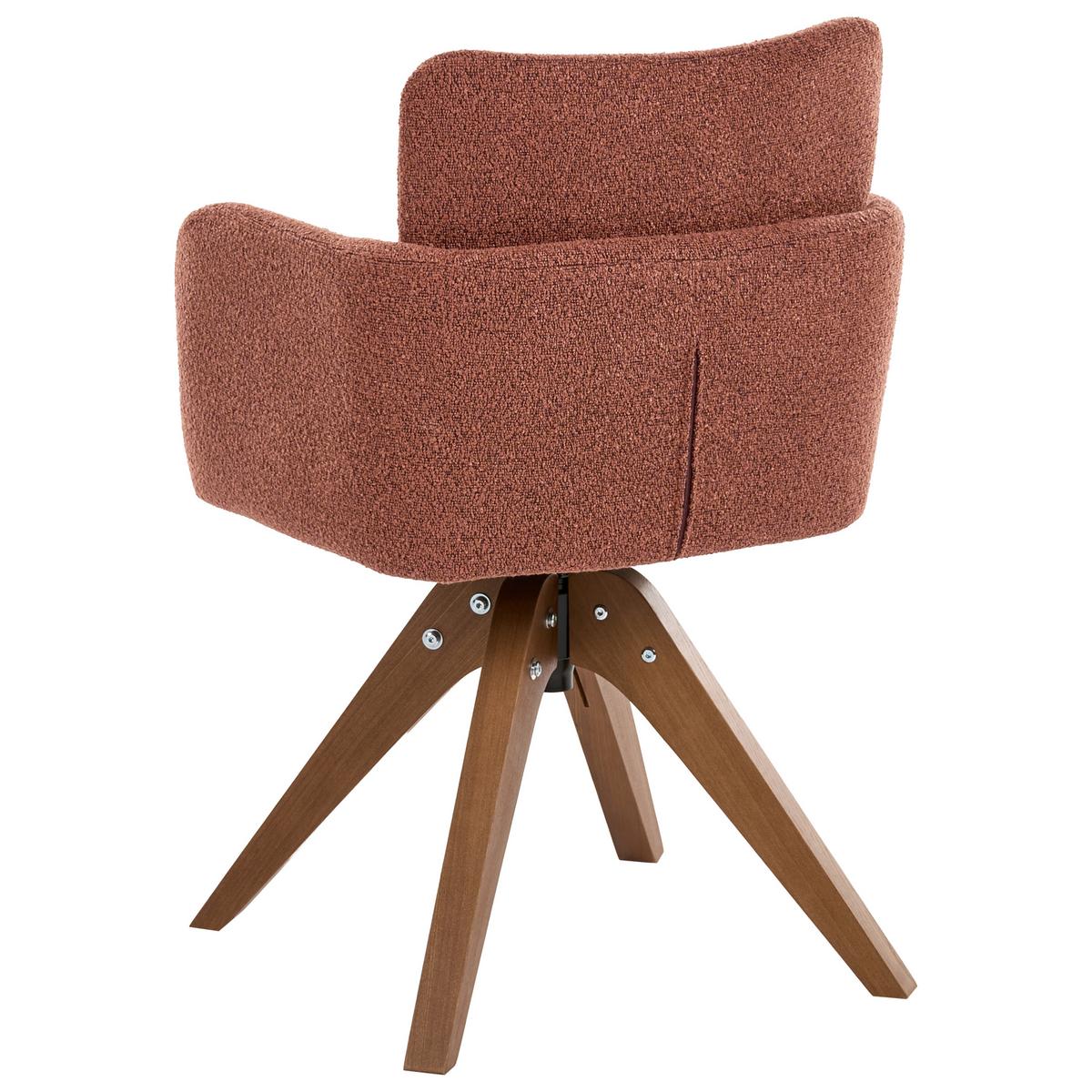 ESSZIMMERSTUHL 2er Set drehbar Bouclé Orange Evelyn - Orange/Braun, Holz/Textil (64/80/64cm) - Beliani