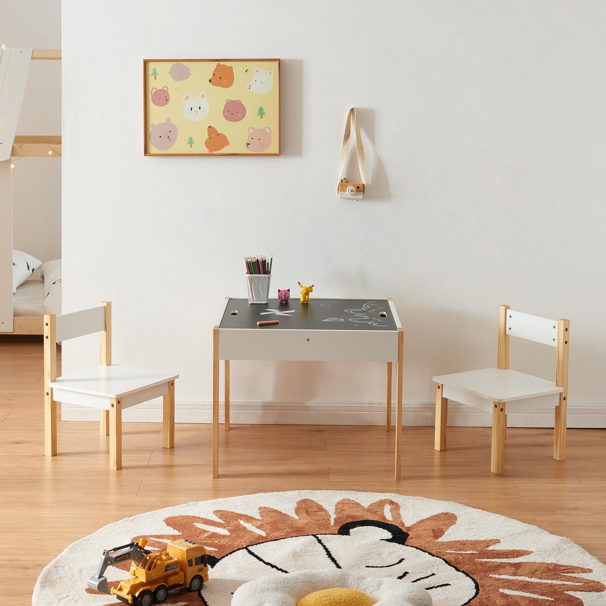 KINDERSITZGRUPPE Smedjebacken - Naturfarben/Weiß, Holz/Holzwerkstoff (62/49.5/62cm) - [en.casa]