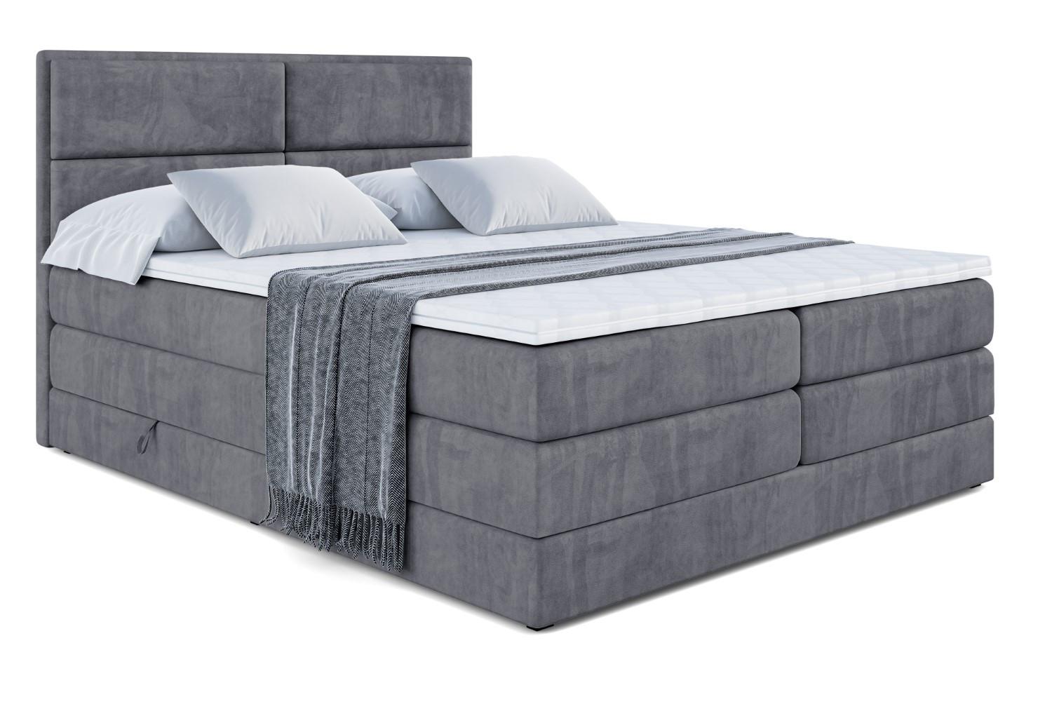 BOXSPRINGBETT AURA KING - 140 x 200 - H3/H4 - Dunkelgrau - Dunkelgrau, Holzwerkstoff (140/200cm) - ALTDECOR