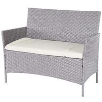 POLY-RATTAN GARTENBANK Hellgrau, Cremeweiß - Hellgrau/Weiß, Kunststoff (106/83/60cm) - MCW