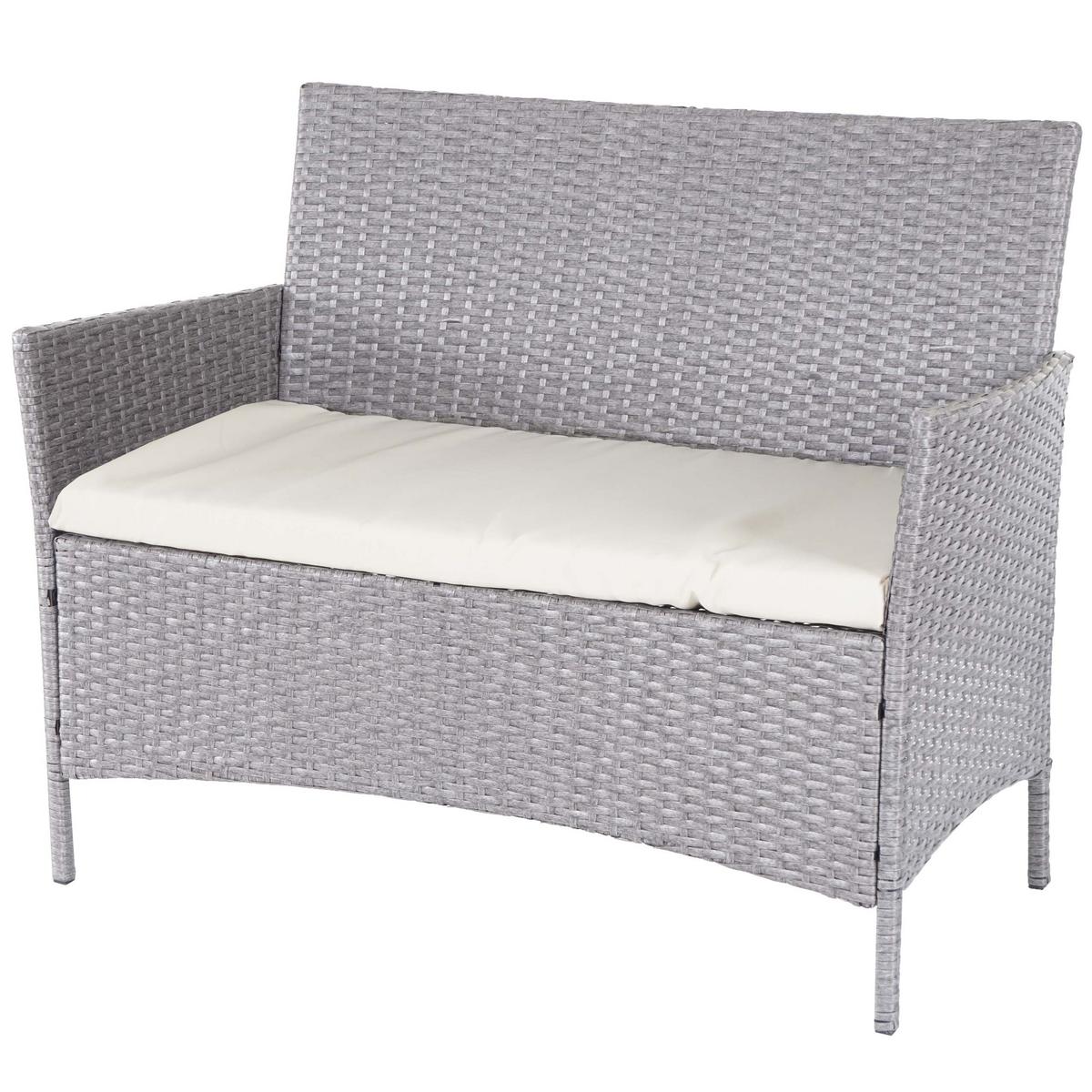 POLY-RATTAN GARTEN-GARNITUR Grau - Weiß/Grau, Kunststoff - MCW