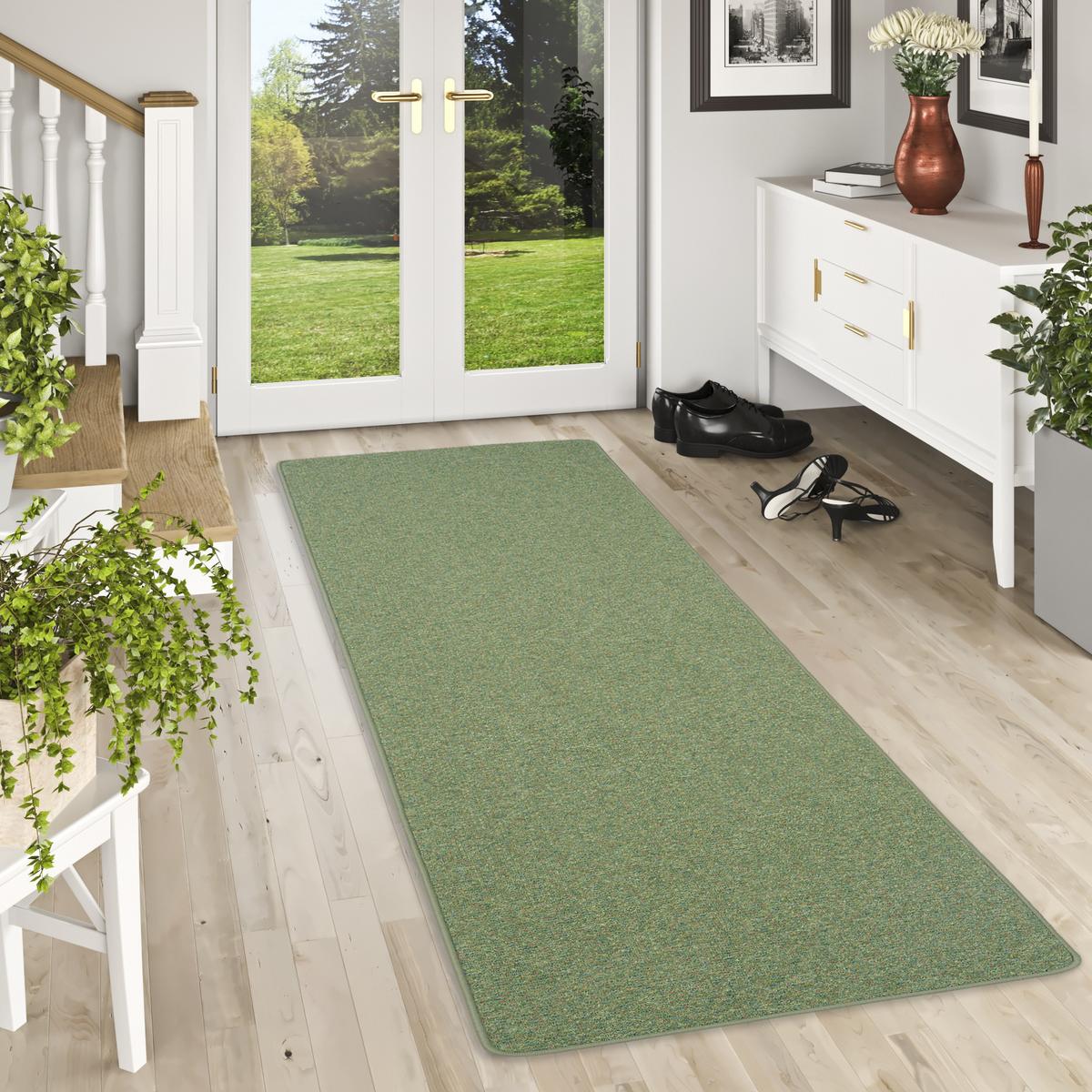 LÄUFER TEPPICH SCHLINGEN TEPPICH ALMA MELIERT - Grün, Textil (100/400cm) - Snapstyle