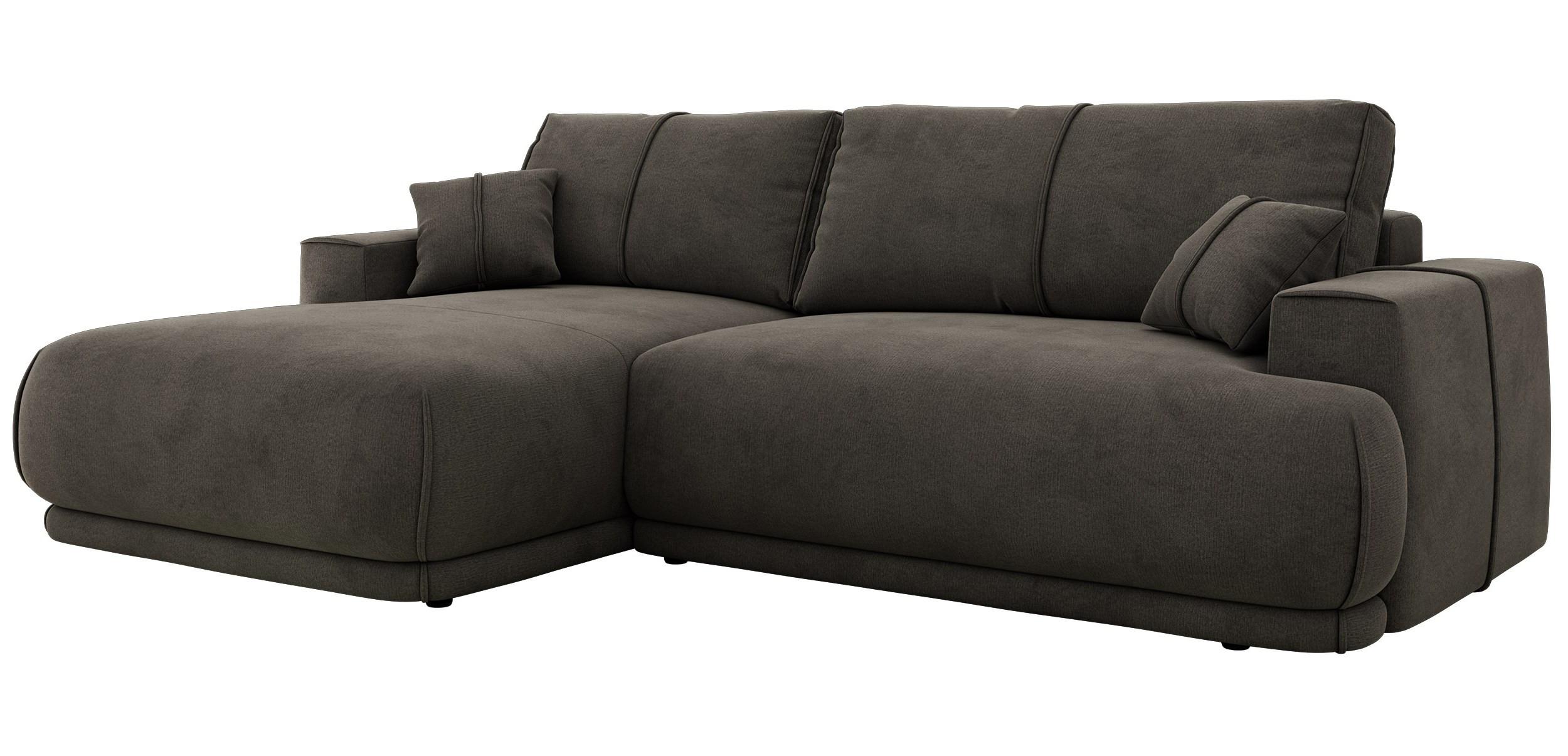 ECKSCHLAFSOFA RINA L Dunkelgrau Velvet - links - Dunkelgrau/Schwarz, Kunststoff/Textil (266/172cm) - MKS