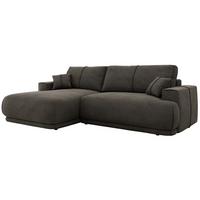 ECKSCHLAFSOFA RINA L Dunkelgrau Velvet - links - Dunkelgrau/Schwarz, Kunststoff/Textil (266/172cm) - MKS