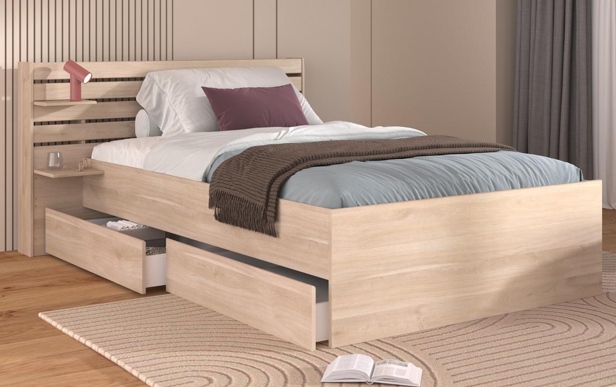 KINDERZIMMER Eiche japanisch, 2-teilig, Jugendzimmer-Set mit Bett 120 x 200 cm - Eichefarben, Holzwerkstoff/Metall (152/89/217cm) - Parisot Meuble