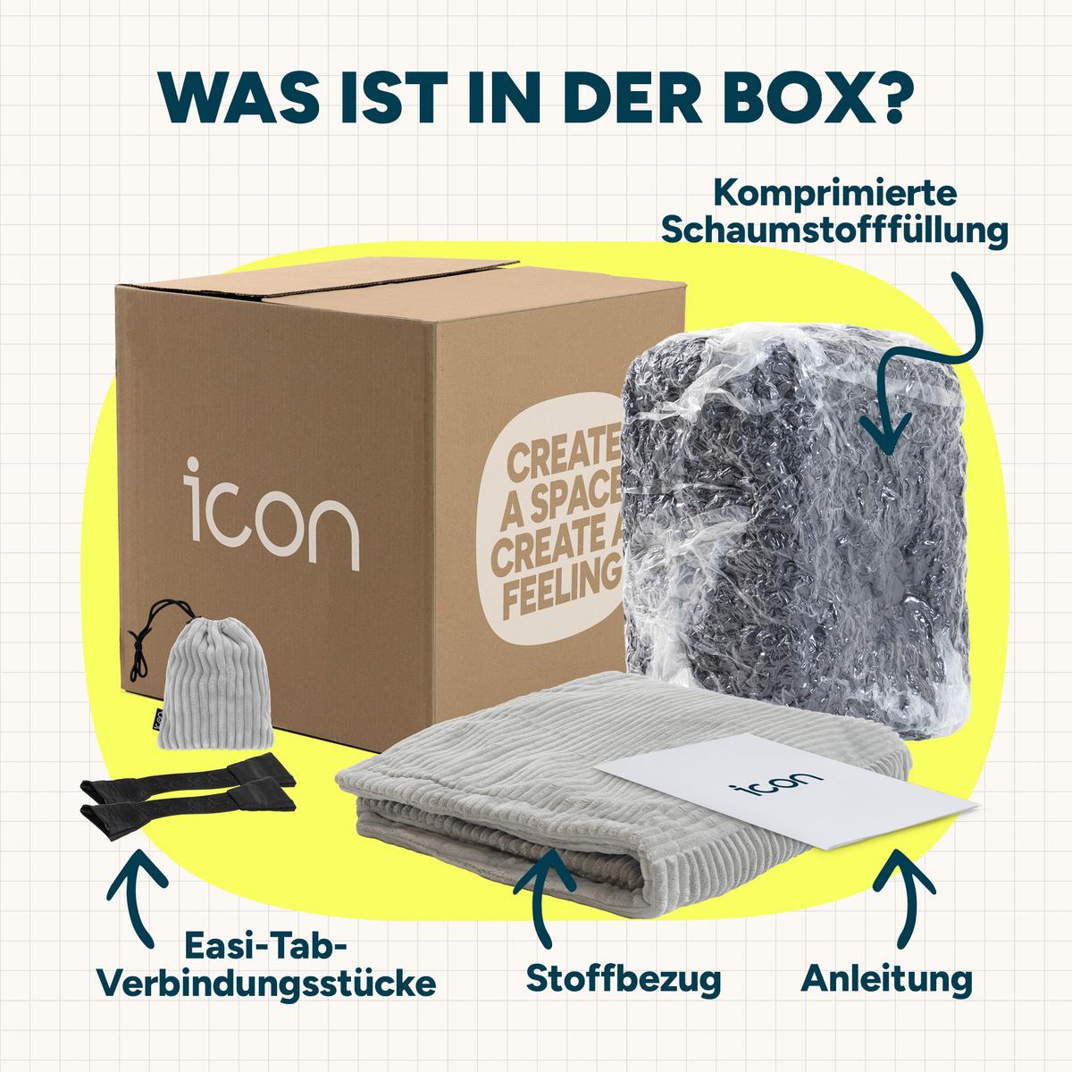 SITZSACK-ECKSESSEL ZEN modular Cord - Grau, Textil (100/68/100cm) - icon