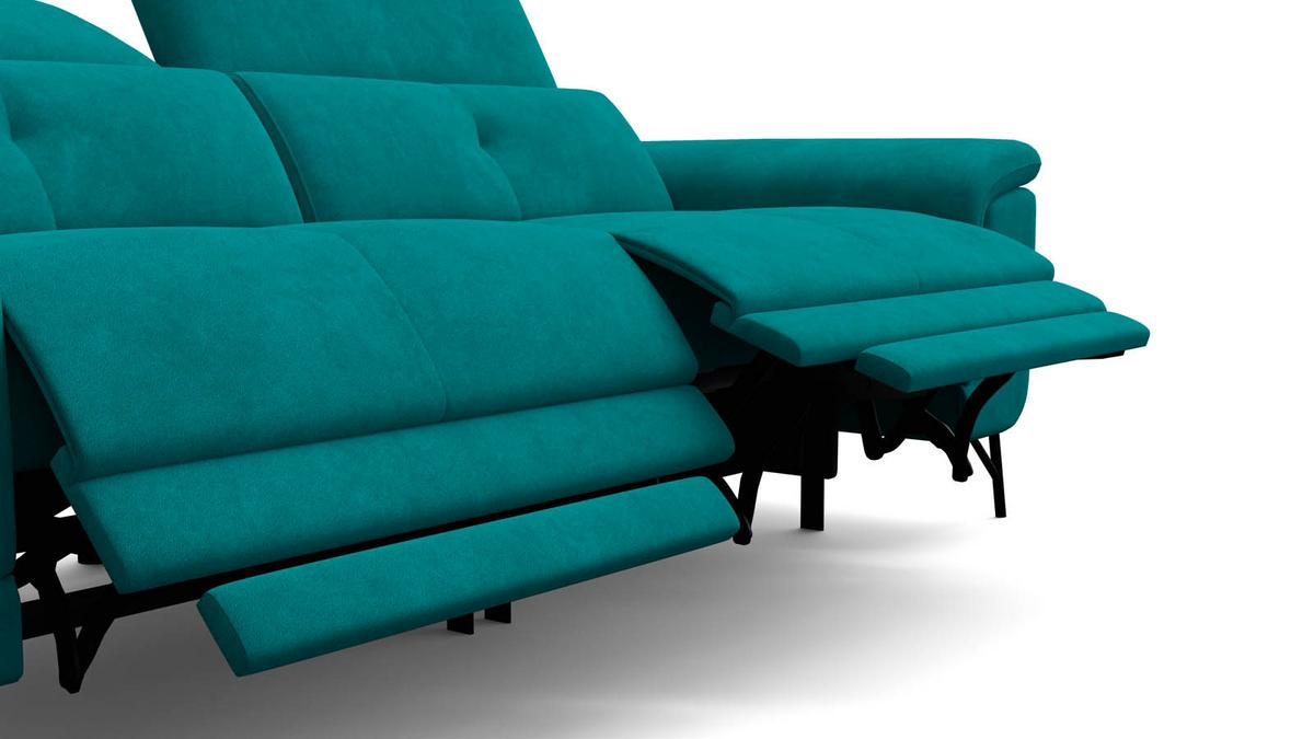 SOFA RELAX AVENA 3-Sitzer, dunkelgrüner Veloursstoff - Dunkelgrün/Schwarz, Holz/Textil (204/80/108cm) - Courtois Laville