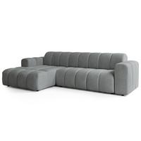 ECKSOFA SETIA Grau Strukturstoff mit Schlaffunktion - Grau, Holz (304/165cm) - MASSENO